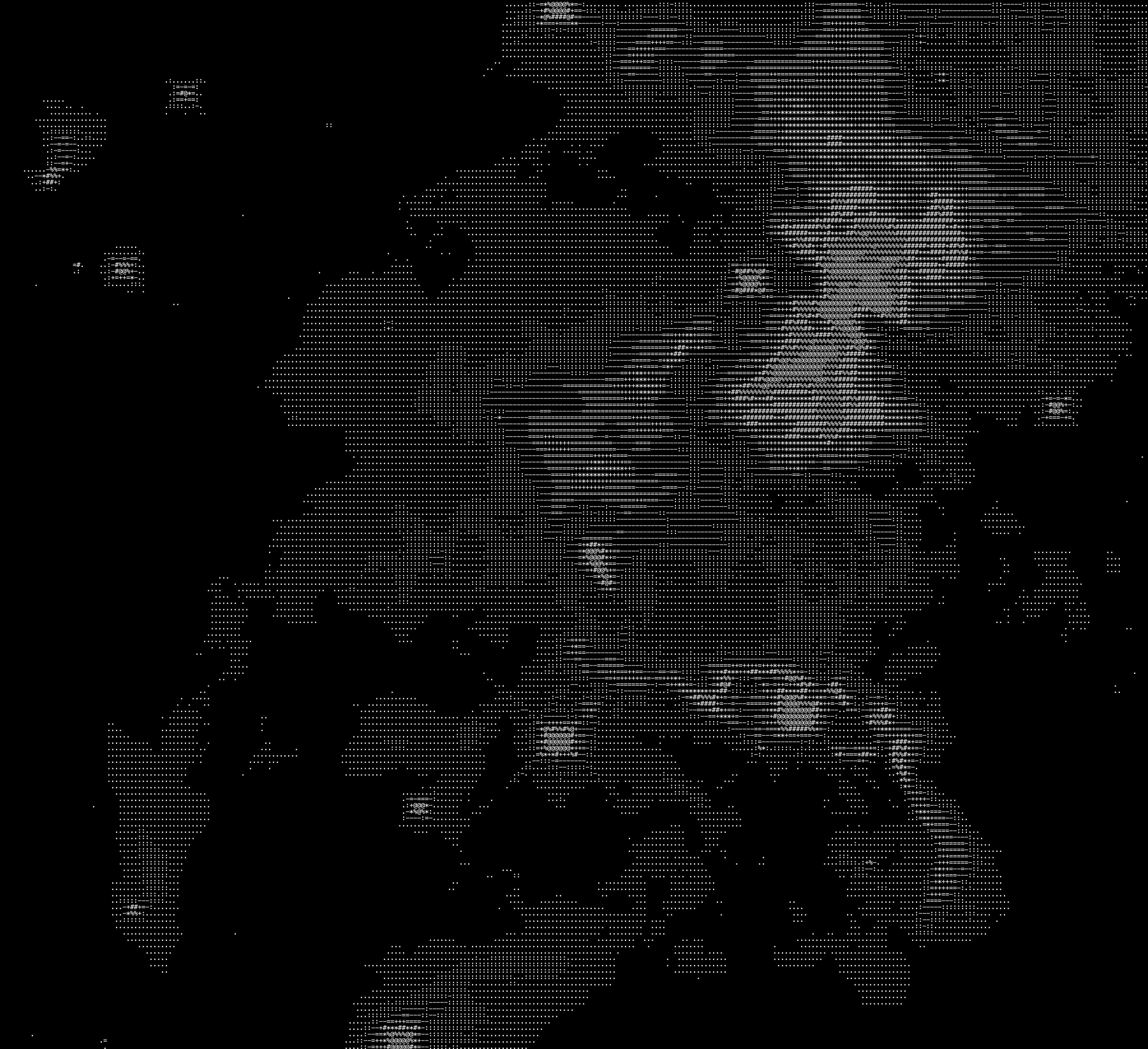 An image of stars processed and illustrated with ASCII characters