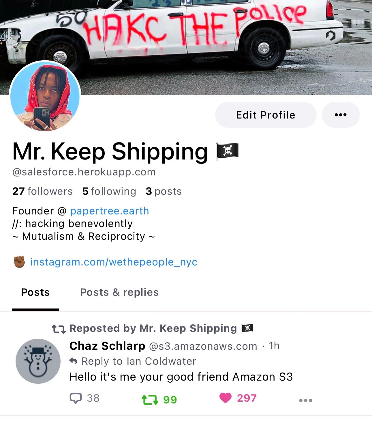 Screenshot of Rudy's profile in the early days of Bluesky