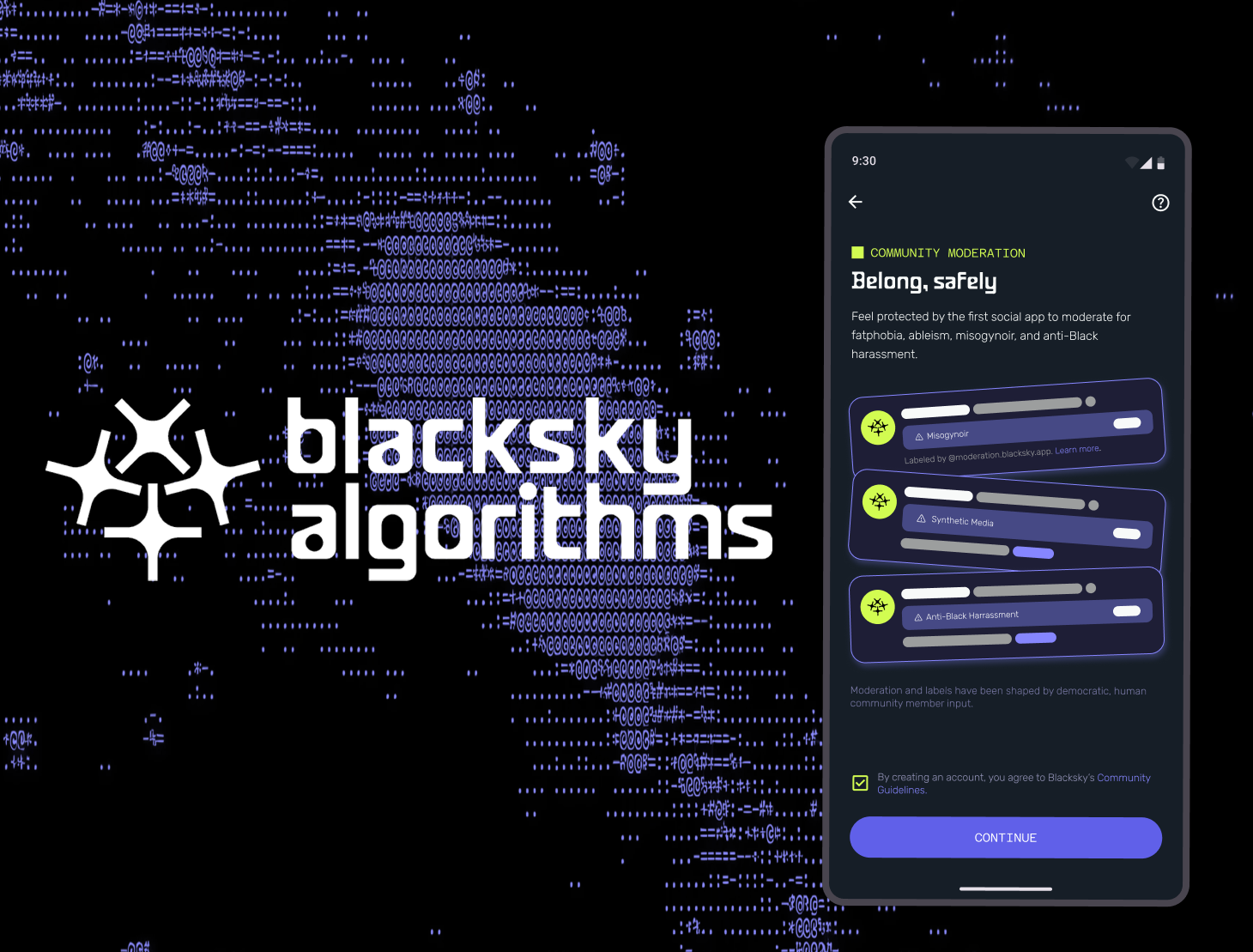 Image showing Blacksky's logo and screen on moderation
